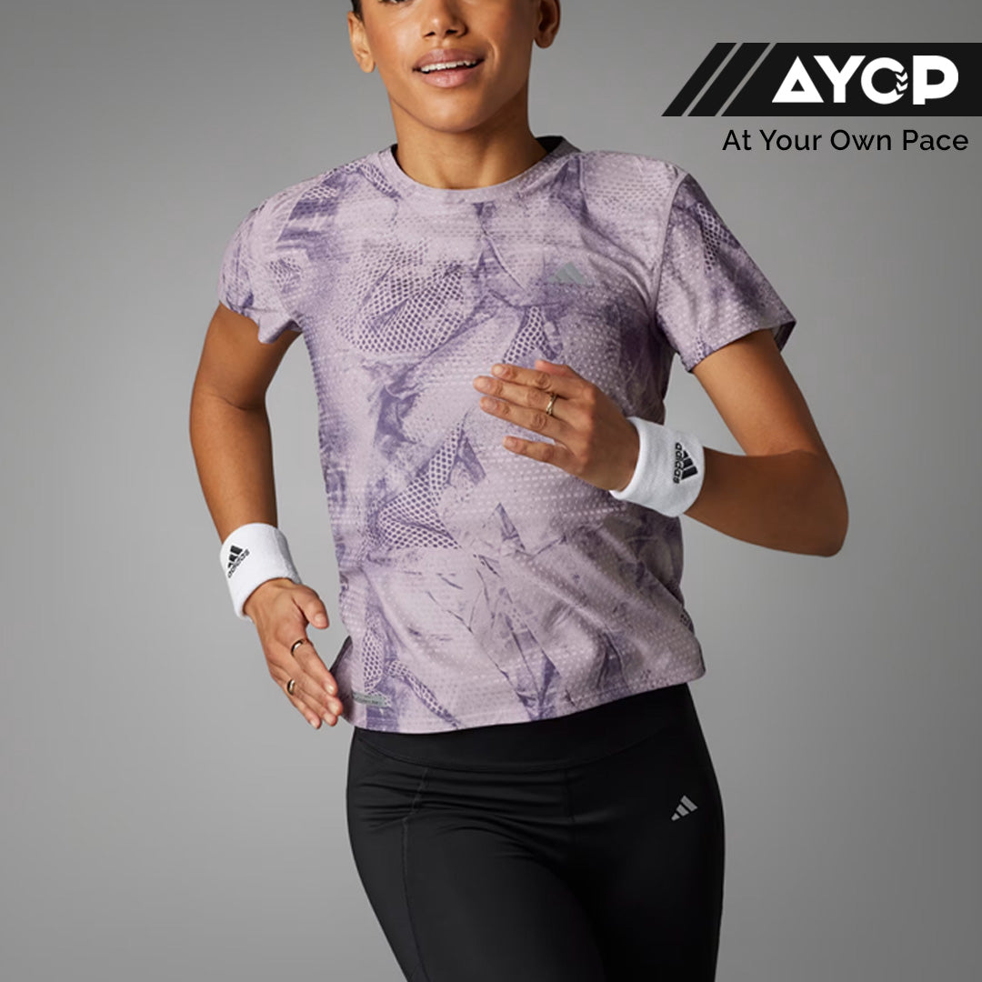 Adidas Ultimateadidas Allover Print Women's Running T-Shirt - Preloved Fig / Ash Purple