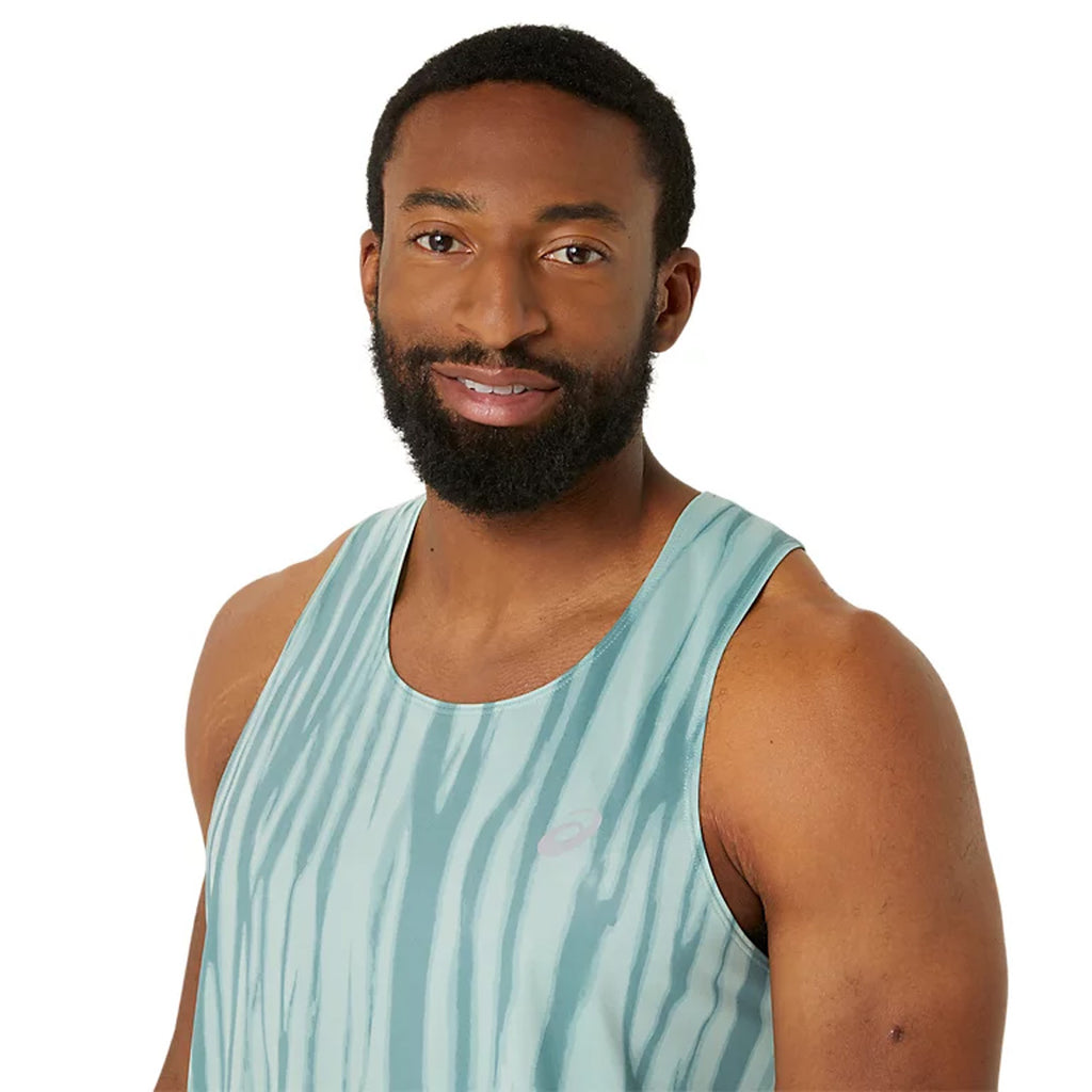 Asics Road All Over Print Singlet Men's Running Tank Top - Light Celadon