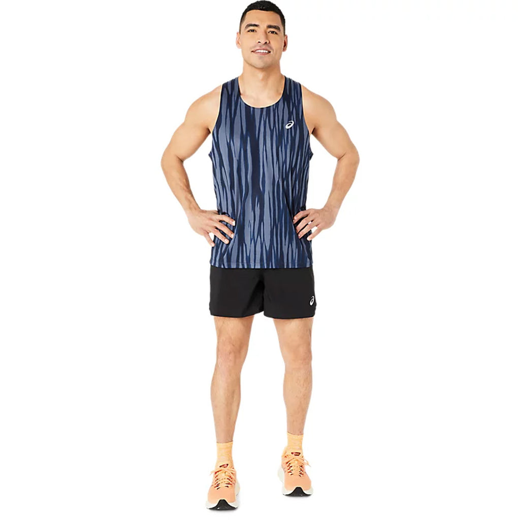 Asics Road All Over Print Singlet Men's Running Tank Top - Blue Expanse/Midnight