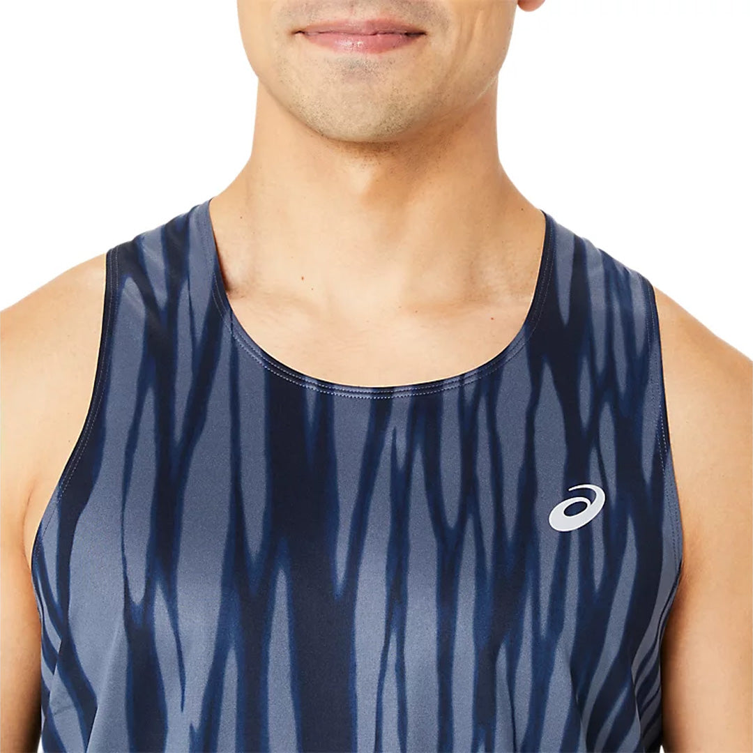 Asics Road All Over Print Singlet Men's Running Tank Top - Blue Expanse/Midnight