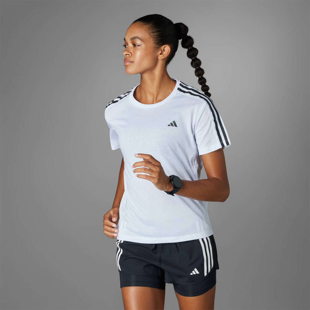 Adidas Own the Run 3-Stripes Women's Running T-Shirt - White
