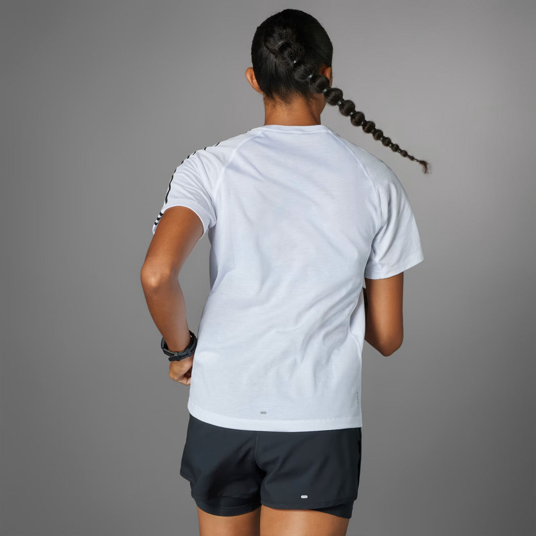 Adidas Own the Run 3-Stripes Women's Running T-Shirt - White