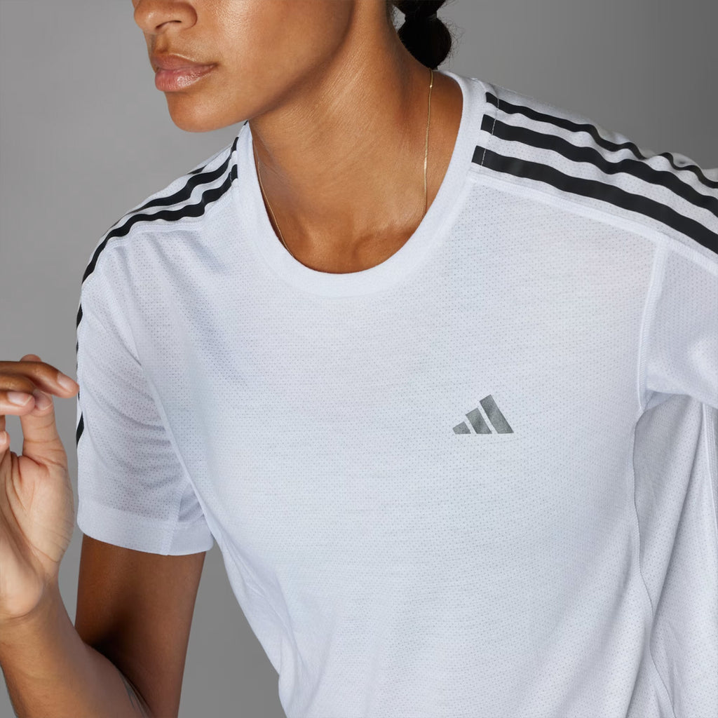 Adidas Own the Run 3-Stripes Women's Running T-Shirt - White
