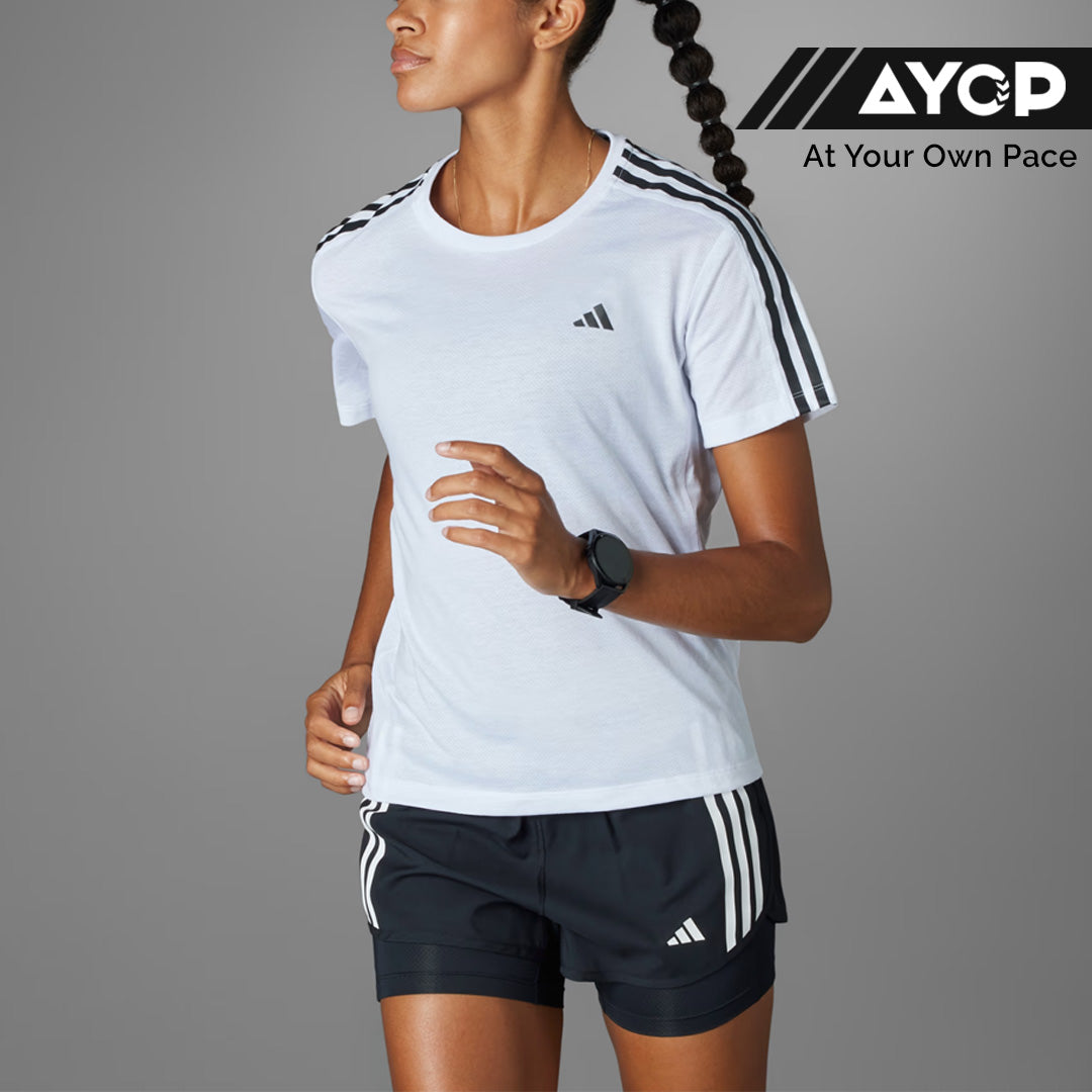 Adidas Own the Run 3-Stripes Women's Running T-Shirt - White
