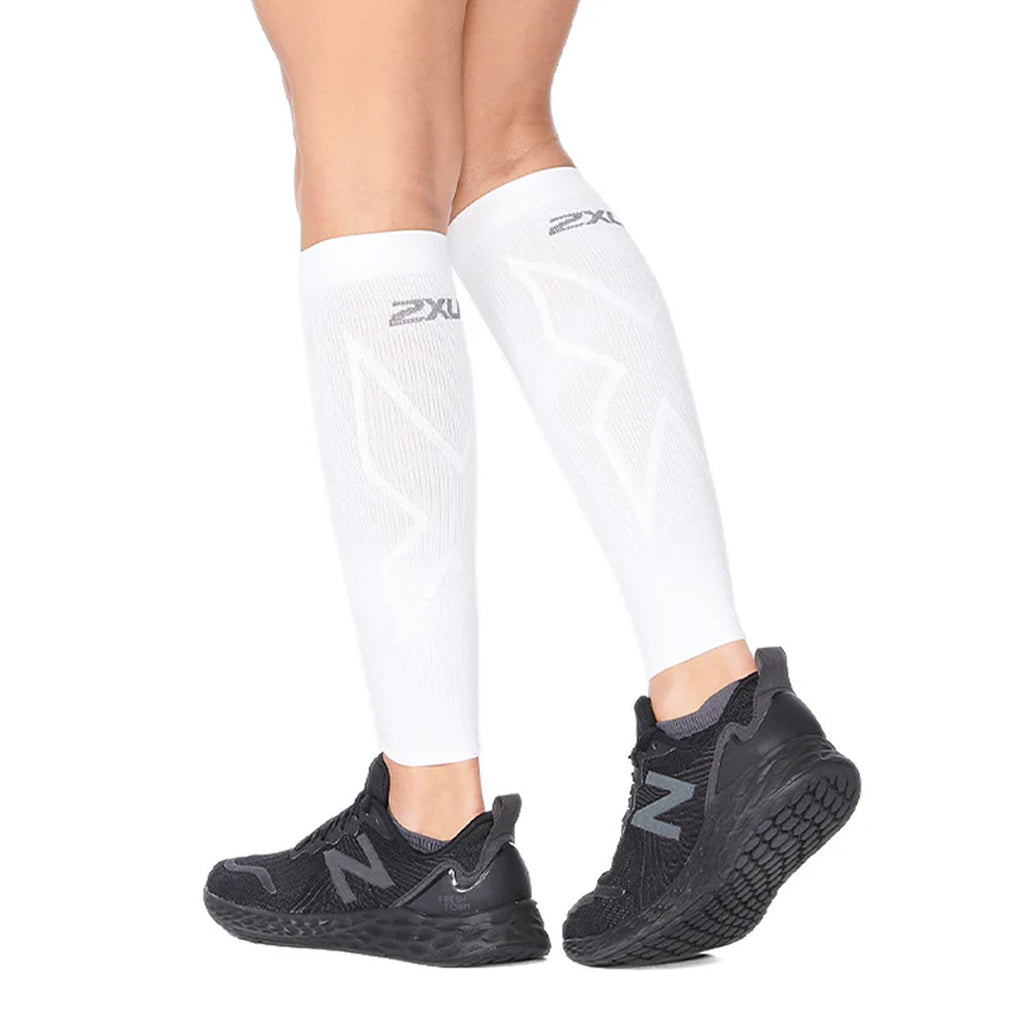 2XU X Compression Unisex Calf Sleeves - White/White