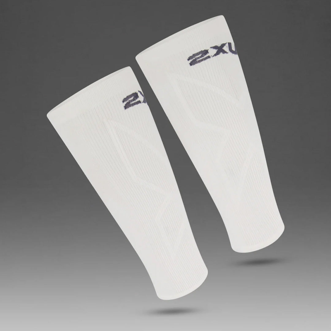 2XU X Compression Unisex Calf Sleeves - White/White