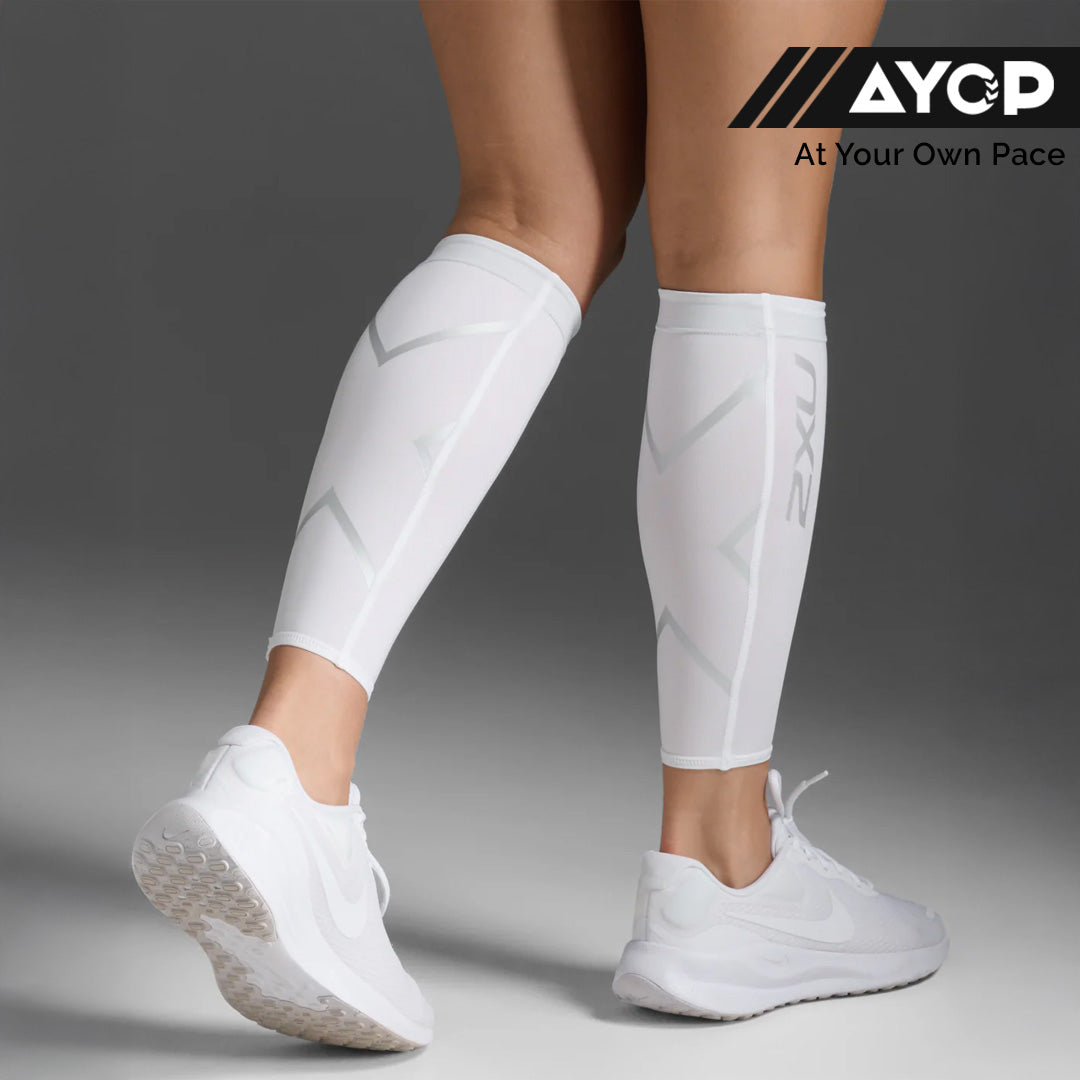 2XU Compression Unisex Calf Guards - White/White