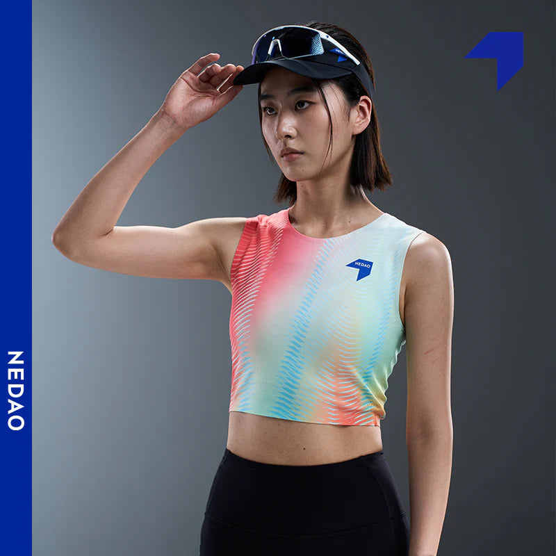 Nedao QiFlow Vortex Crop Top Women's Running Tank Top - Dynamic Pink