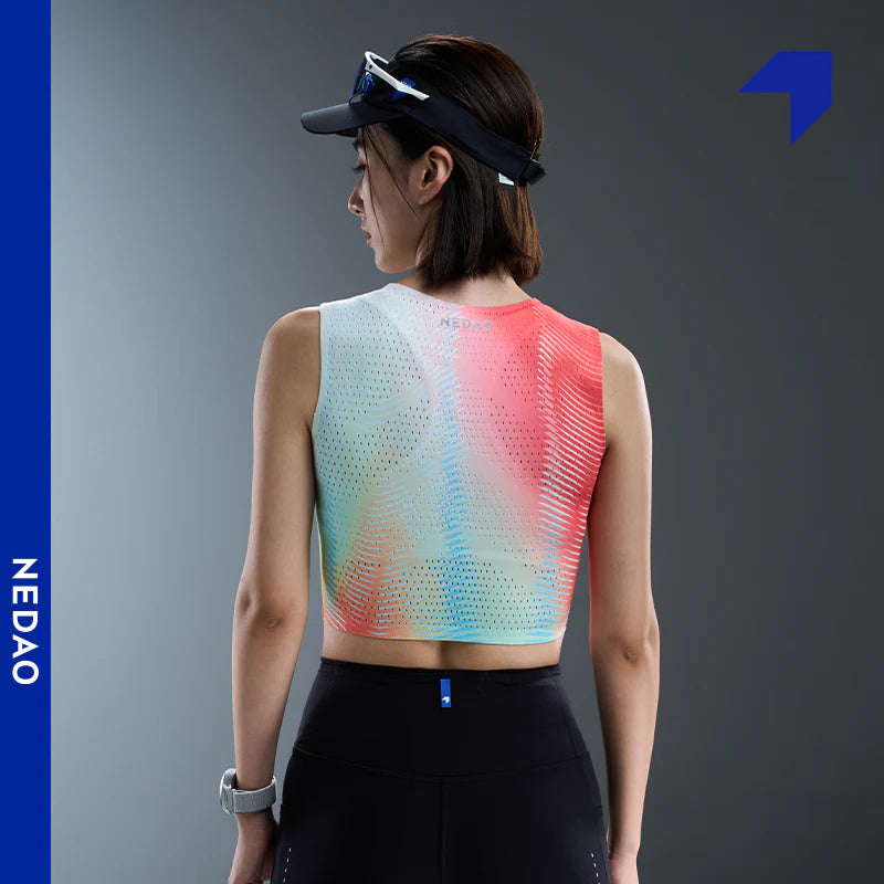 Nedao QiFlow Vortex Crop Top Women's Running Tank Top - Dynamic Pink
