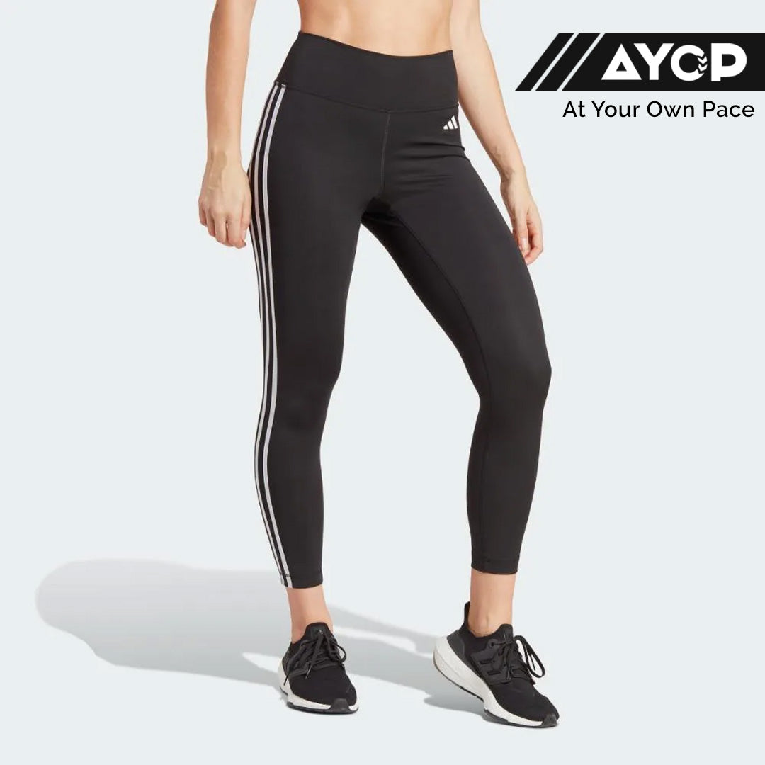 Adidas Train Essentials 3-Stripes High-Waisted 7/8 Women's Training Leggings - Black
