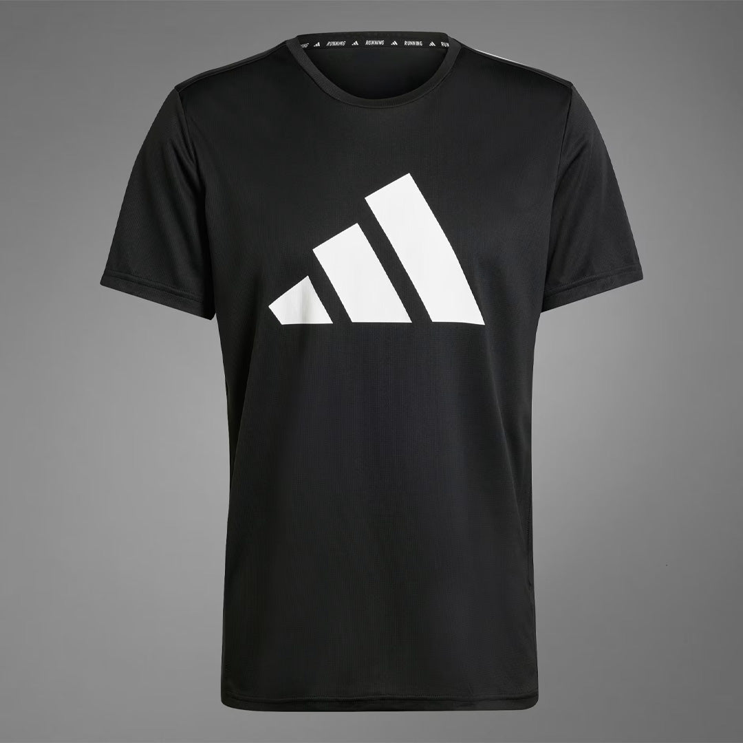Adidas Aeroready Run It Tee Logo Men's Running T-Shirt - Black Logo