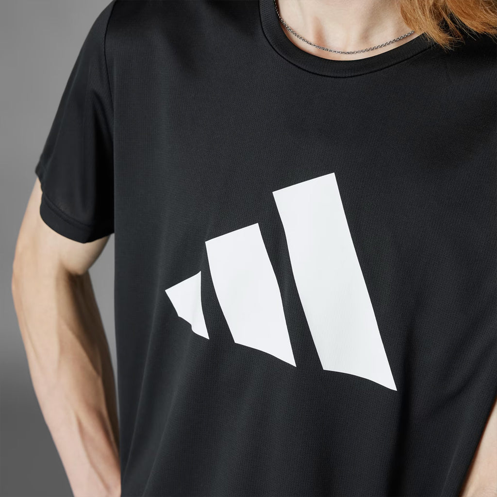 Adidas Aeroready Run It Tee Logo Men's Running T-Shirt - Black Logo