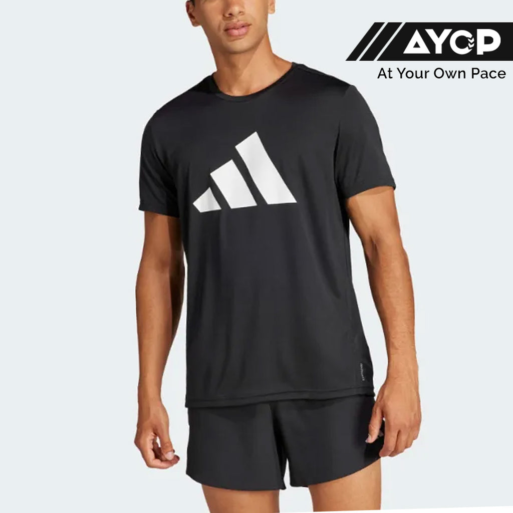 Adidas Aeroready Run It Tee Logo Men's Running T-Shirt - Black Logo
