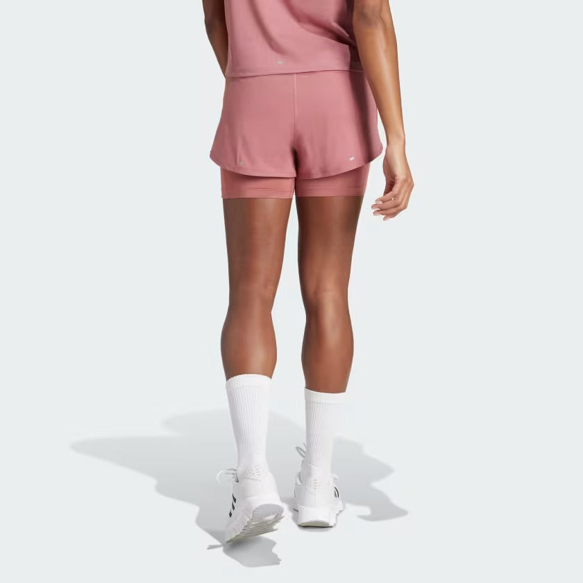 Adidas Own The Run 3-Stripes 2-in-1 Women’s Running Shorts - Pink Crimson