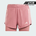 Adidas Own The Run 3-Stripes 2-in-1 Women’s Running Shorts - Pink Crimson