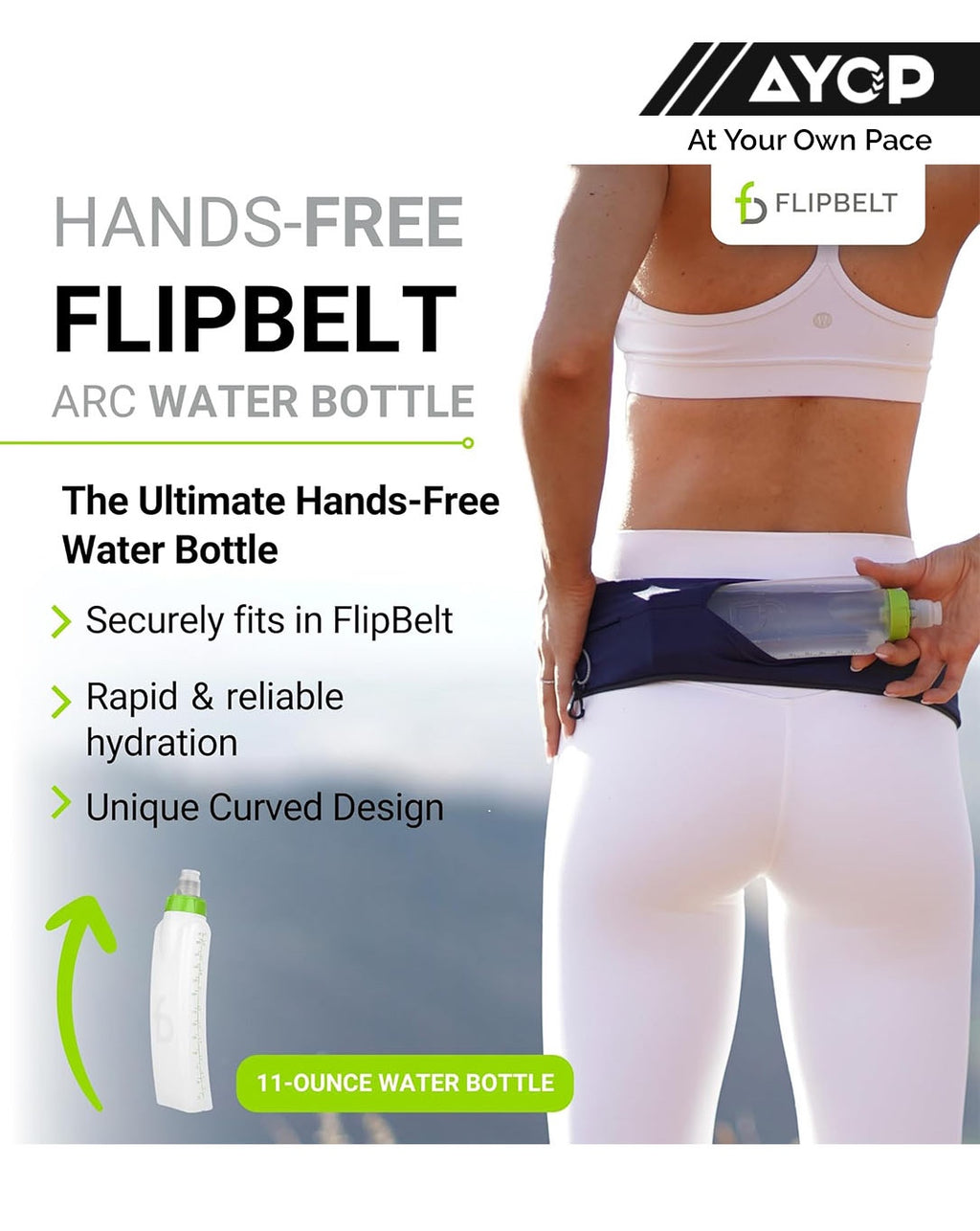 FlipBelt Arc Water Bottle Curved 330ml