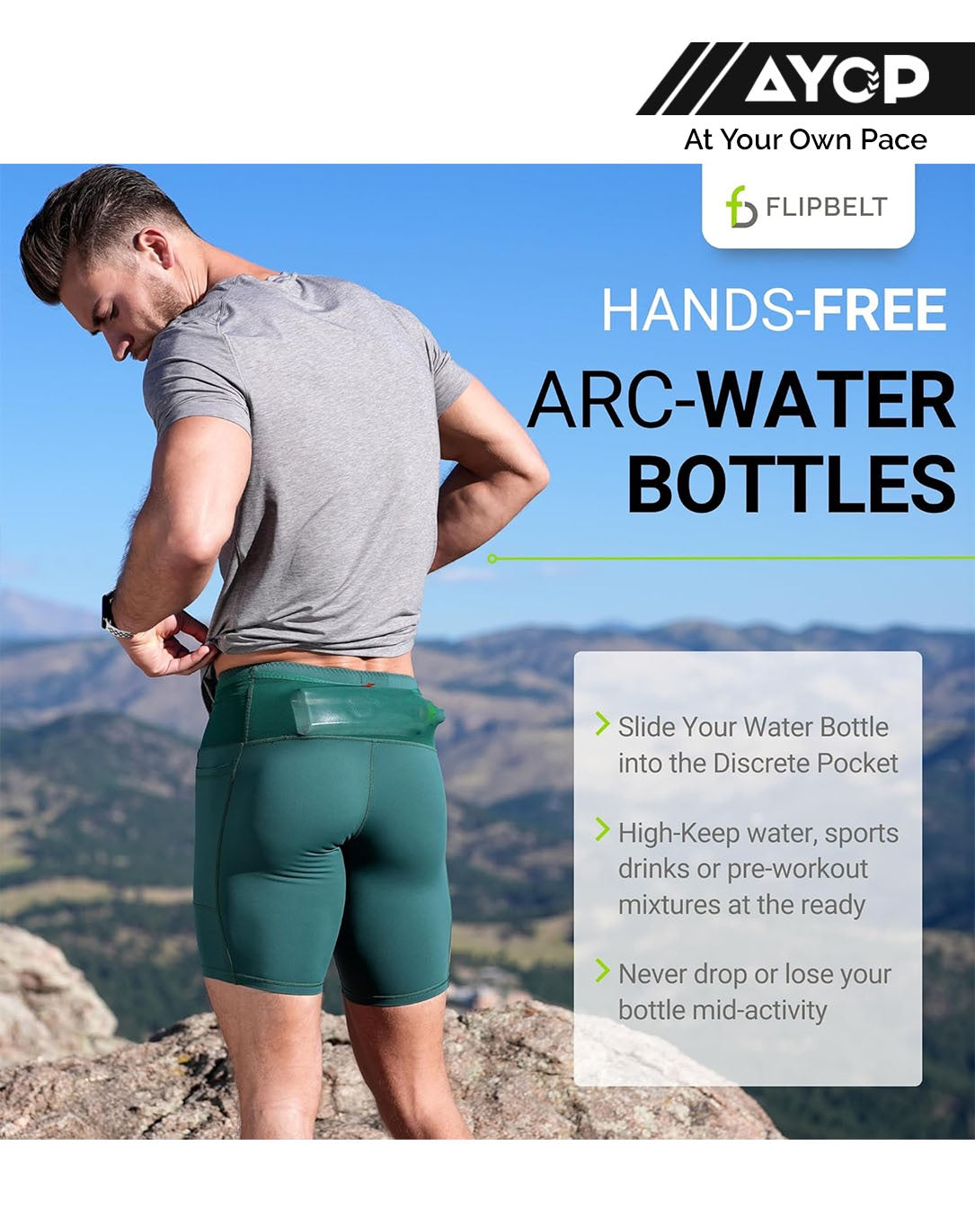 FlipBelt Arc Water Bottle Curved 330ml