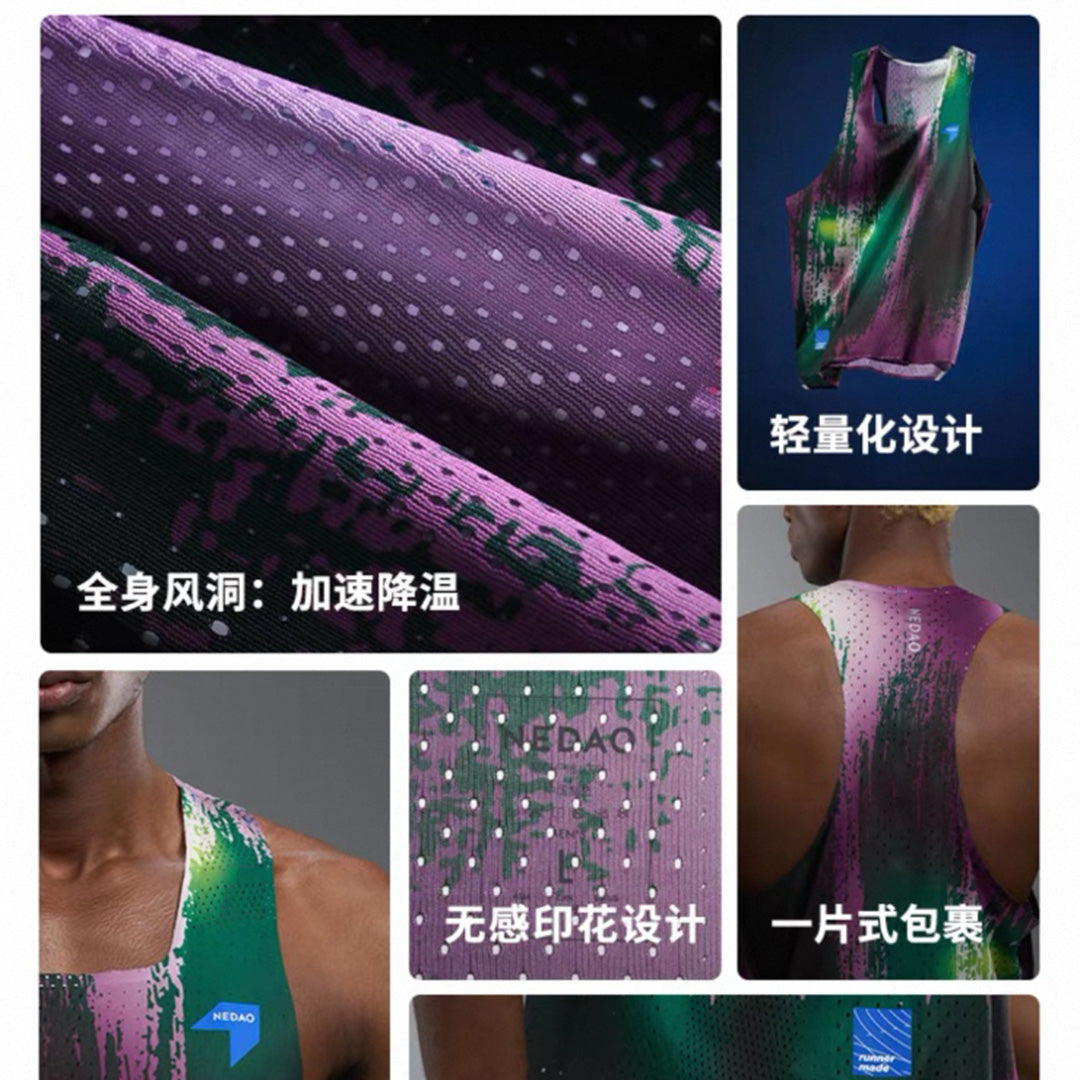 Nedao QiFlow Racing One Cut Men's Racing Singlet - Jungle Purple