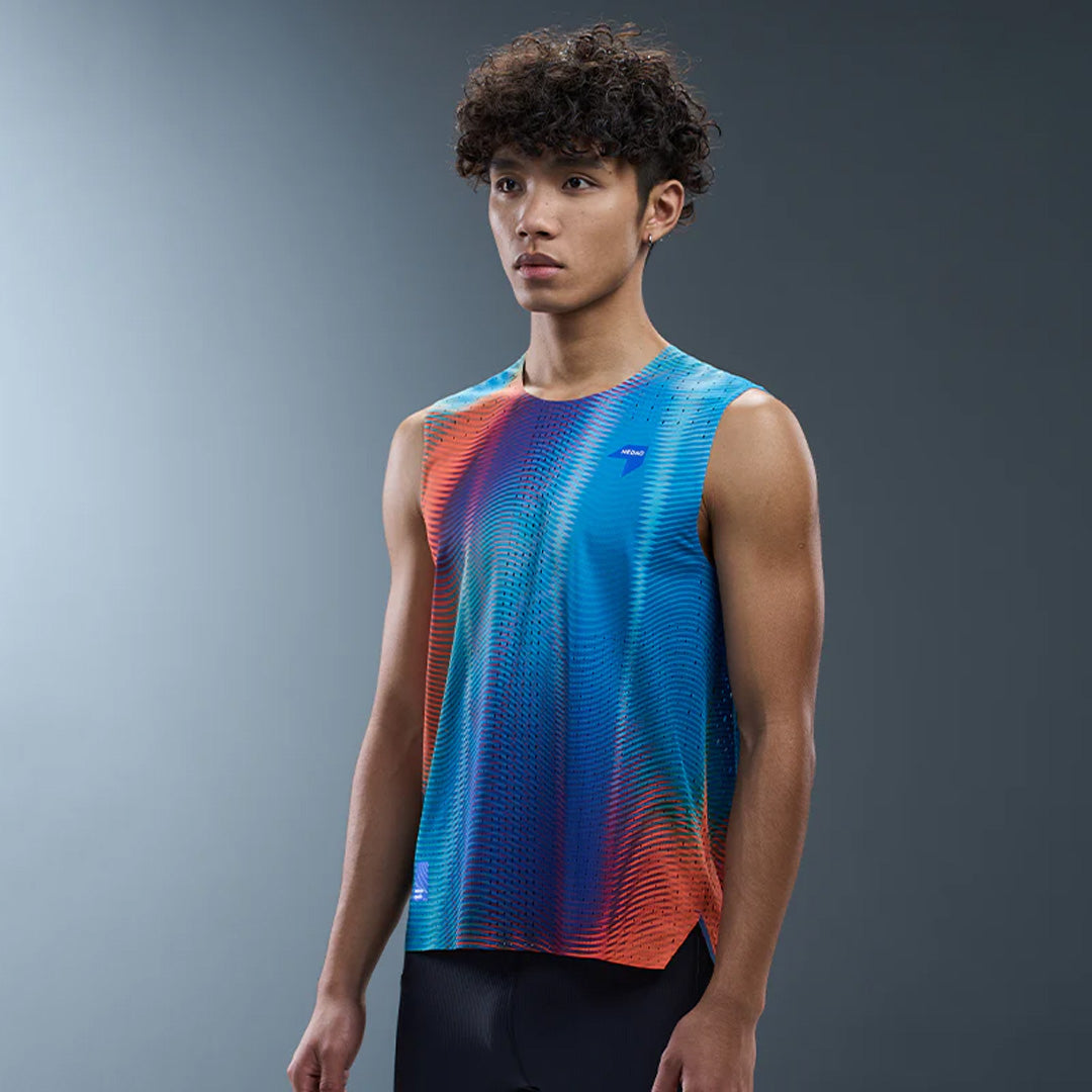 Nedao QiFlow Sleeveless Vortex Men's Racing Tank Top - Teal Green Spectrum