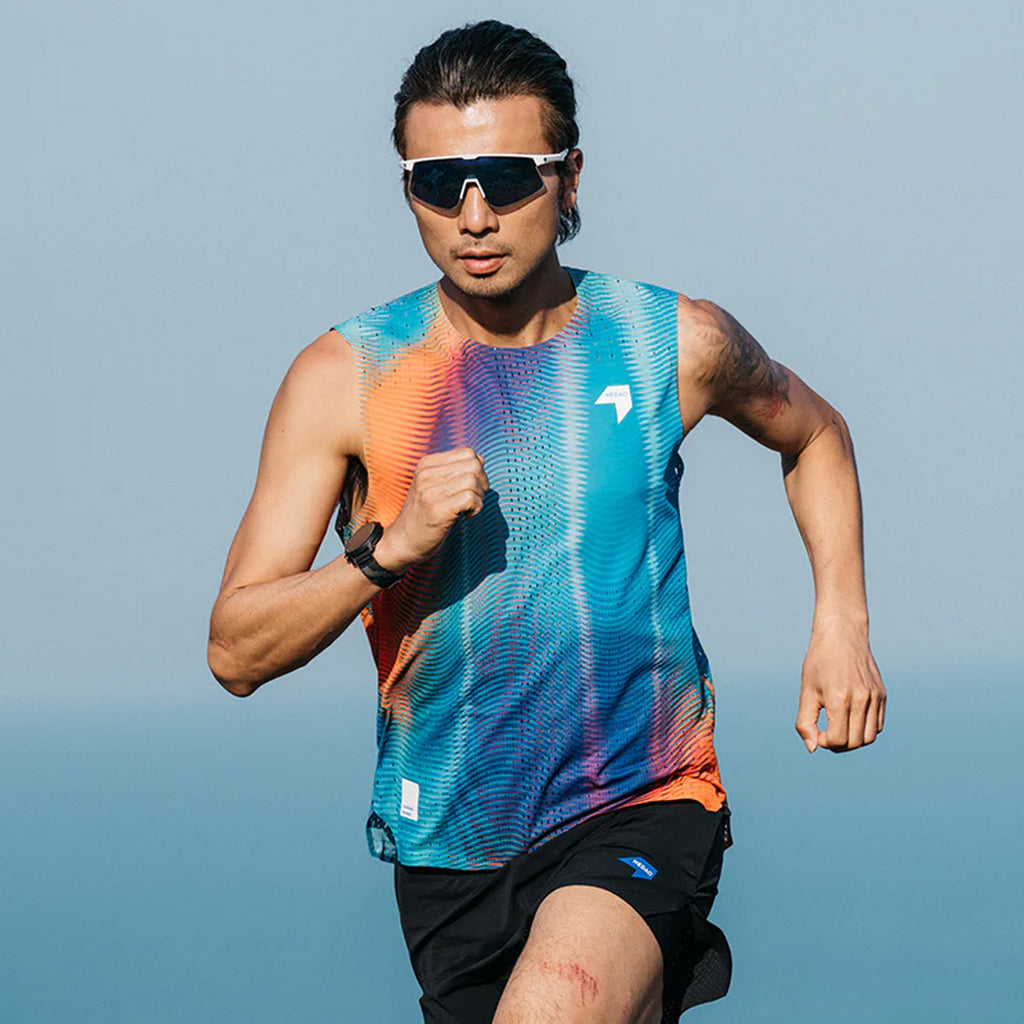 Nedao QiFlow Sleeveless Vortex Men's Racing Tank Top - Teal Green Spectrum