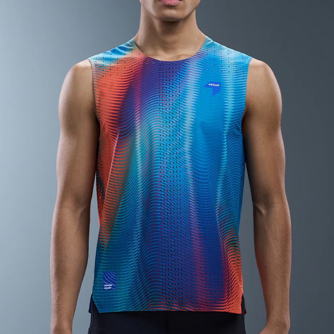 Nedao QiFlow Sleeveless Vortex Men's Racing Tank Top - Teal Green Spectrum