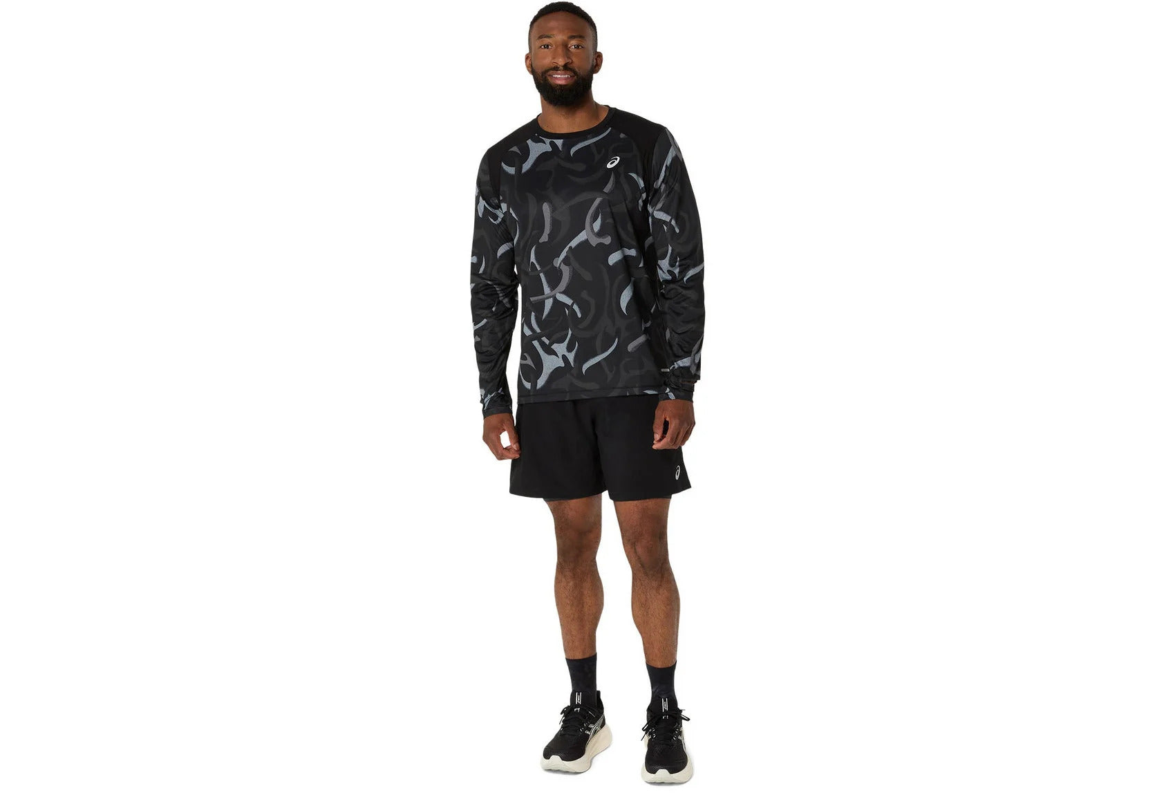Asics Road All Over Print - Men's Running T-Shirt - Performance Black