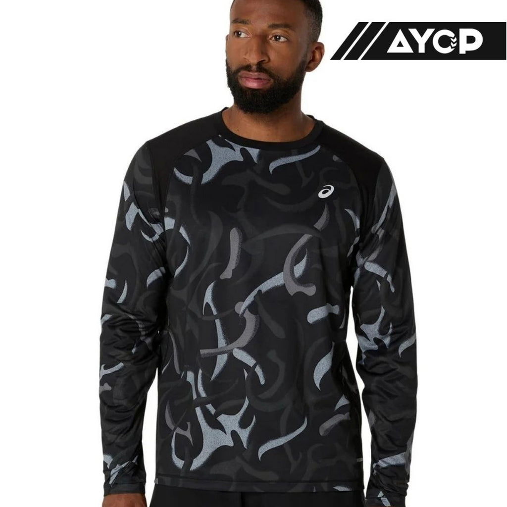 Asics Road All Over Print - Men's Running T-Shirt - Performance Black