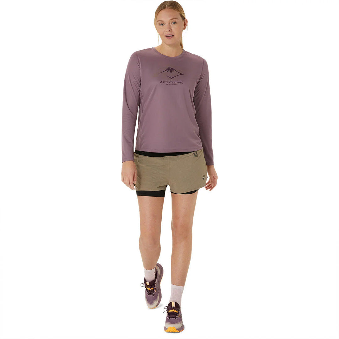 Asics Fujitrail Logo Long Sleeve Women's Running T-Shirt - Dusty Mauve