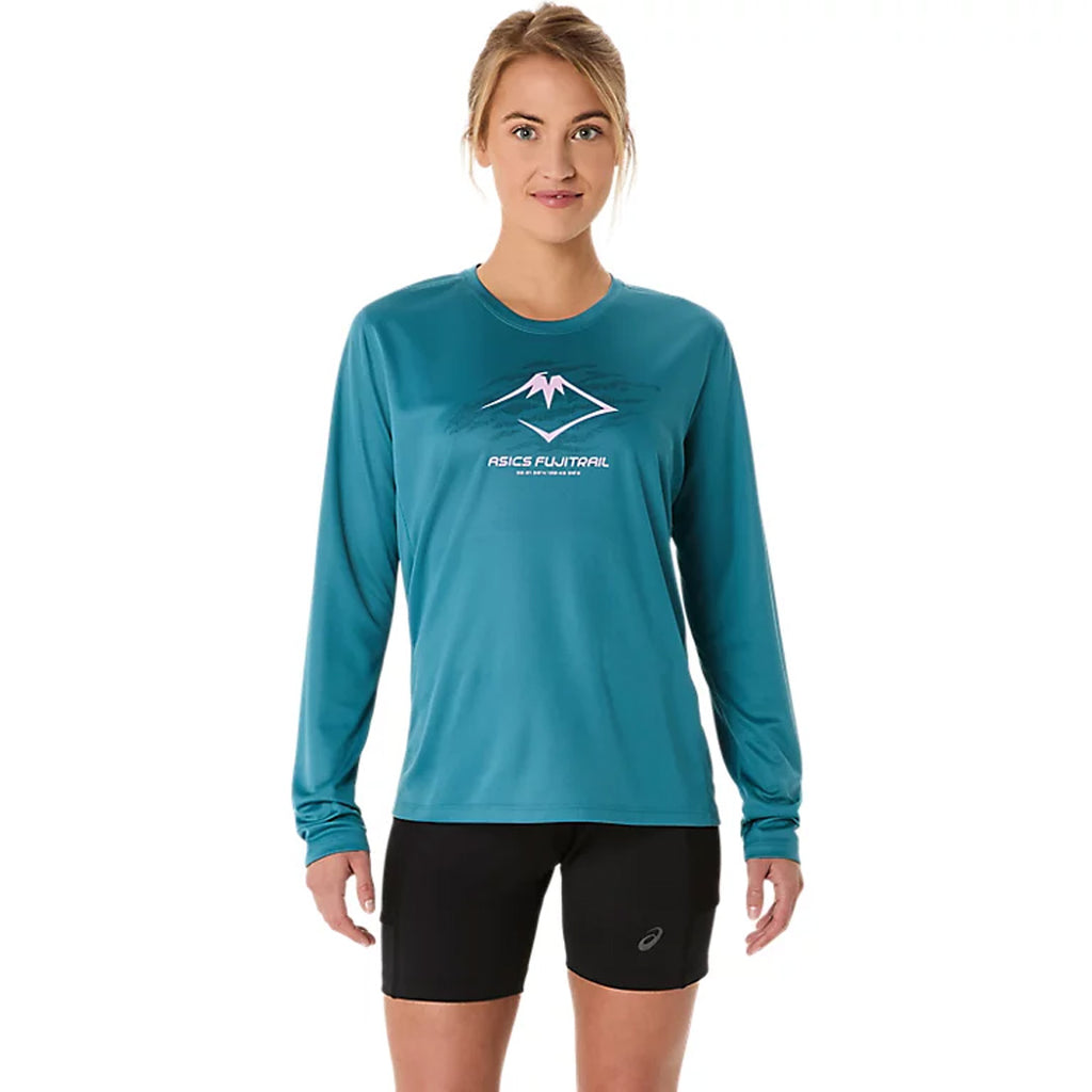 Asics Fujitrail Logo Long Sleeve Women's Running T-Shirt - Atlantis Blue