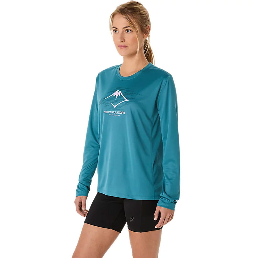 Asics Fujitrail Logo Long Sleeve Women's Running T-Shirt - Atlantis Blue