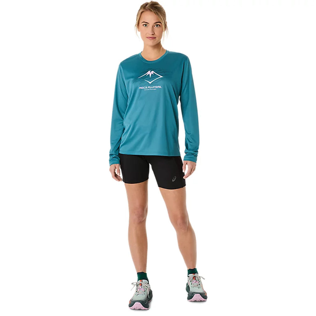 Asics Fujitrail Logo Long Sleeve Women's Running T-Shirt - Atlantis Blue
