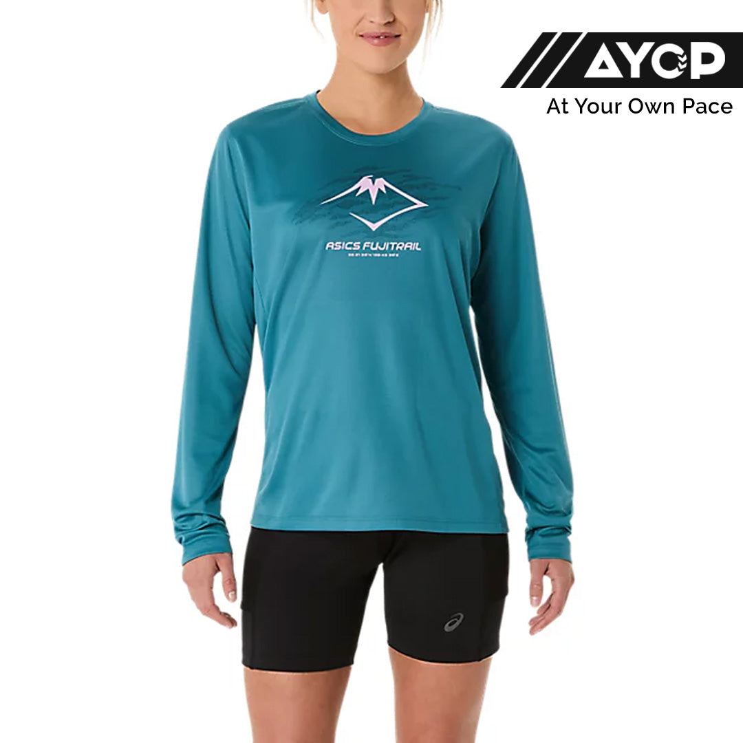 Asics Fujitrail Logo Long Sleeve Women's Running T-Shirt - Atlantis Blue