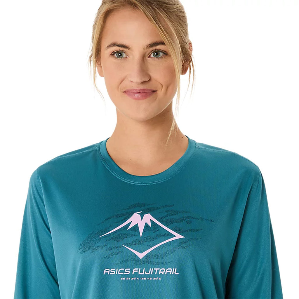 Asics Fujitrail Logo Long Sleeve Women's Running T-Shirt - Atlantis Blue