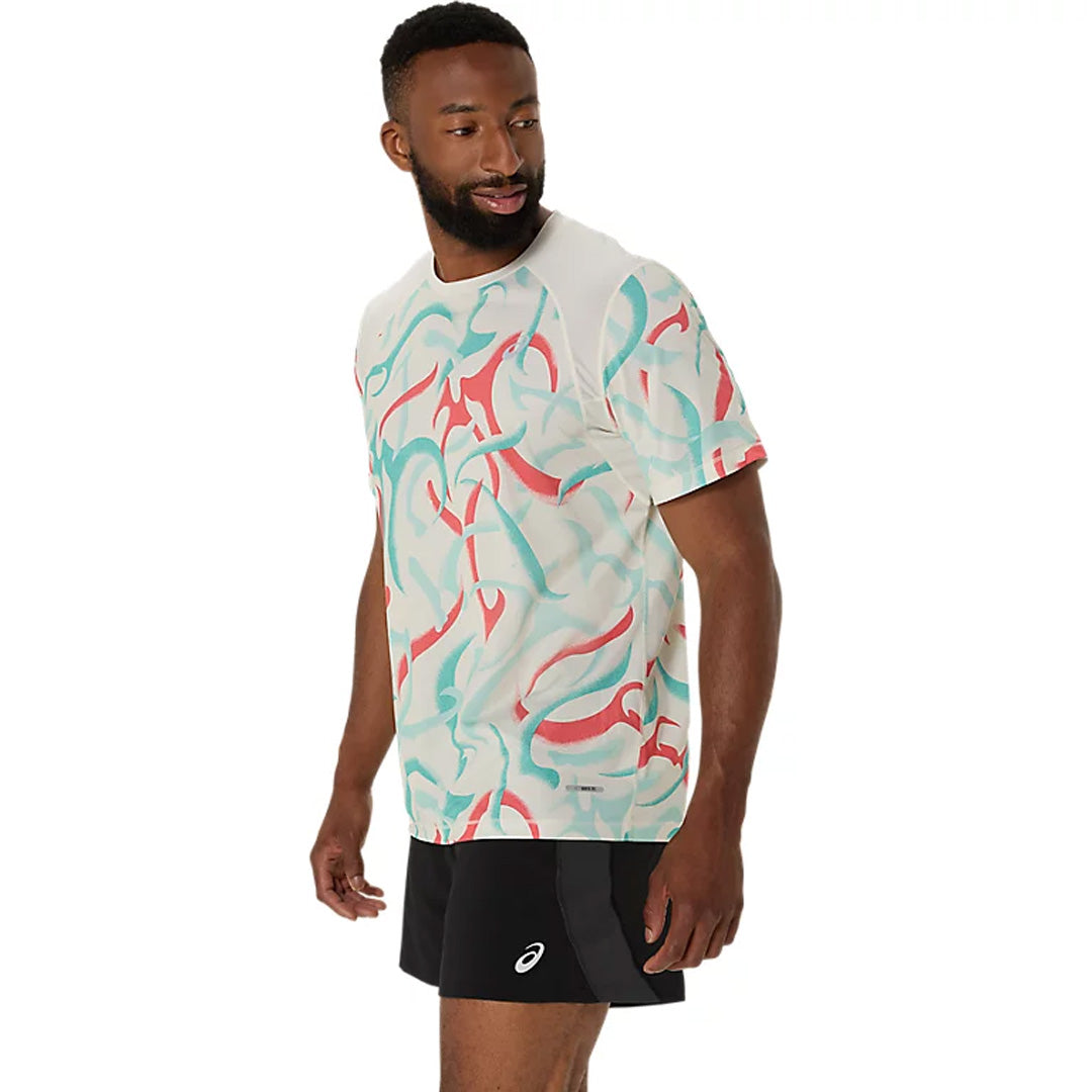 Asics Road All Over Prints Men's Running T-Shirt - Birch