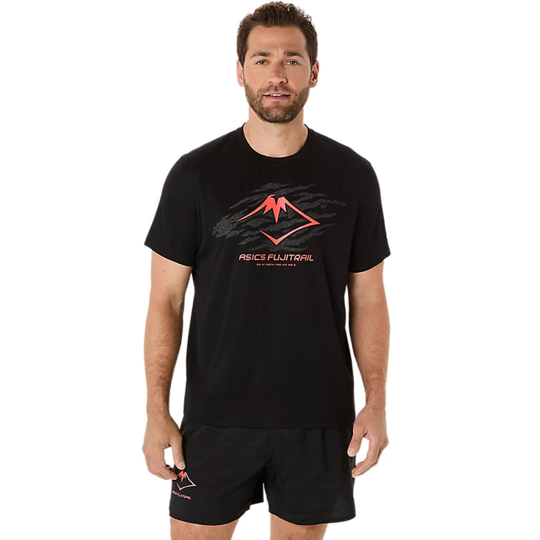 Asics Fujitrail Logo Short Sleeve Men's Running T-Shirt - Performance Black