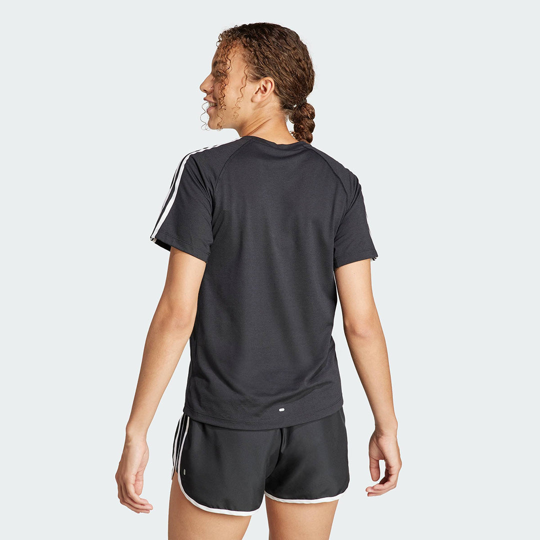 Adidas Own the Run 3-Stripes Women's Running T-Shirt - Black