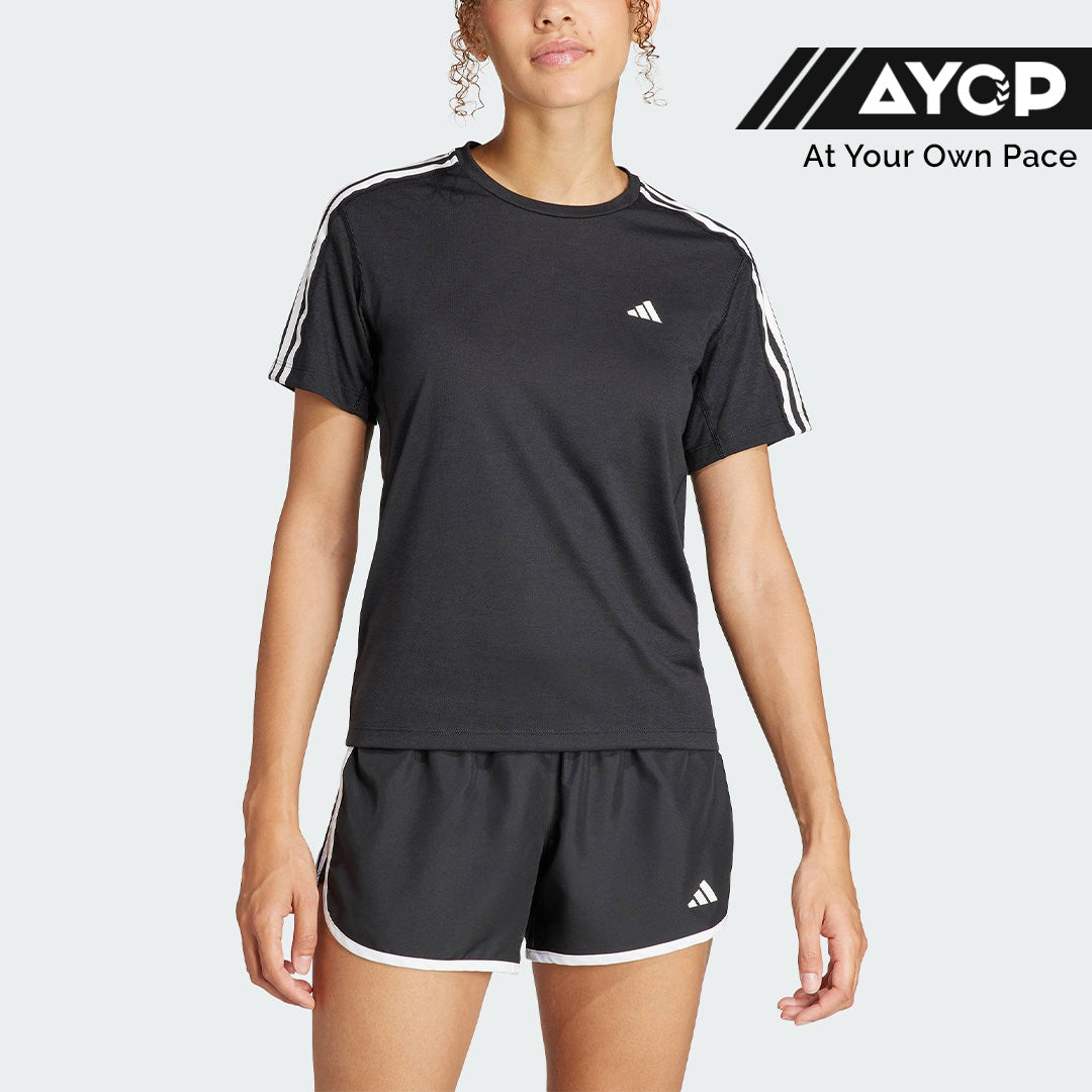 Adidas Own the Run 3-Stripes Women's Running T-Shirt - Black