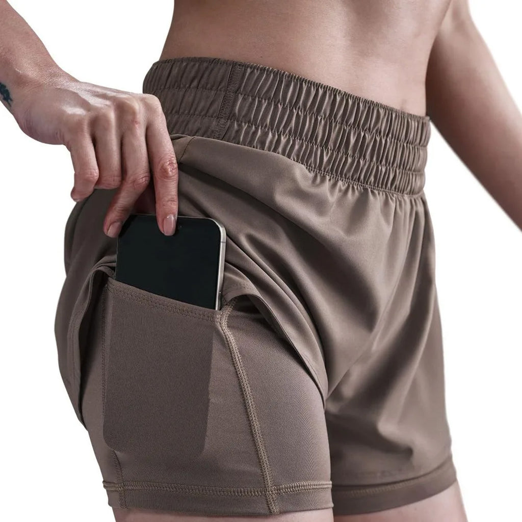 Nike Dri-FIT One Mid-Rise 3-inch 2-in-1 Women's Training Shorts - Mink Brown