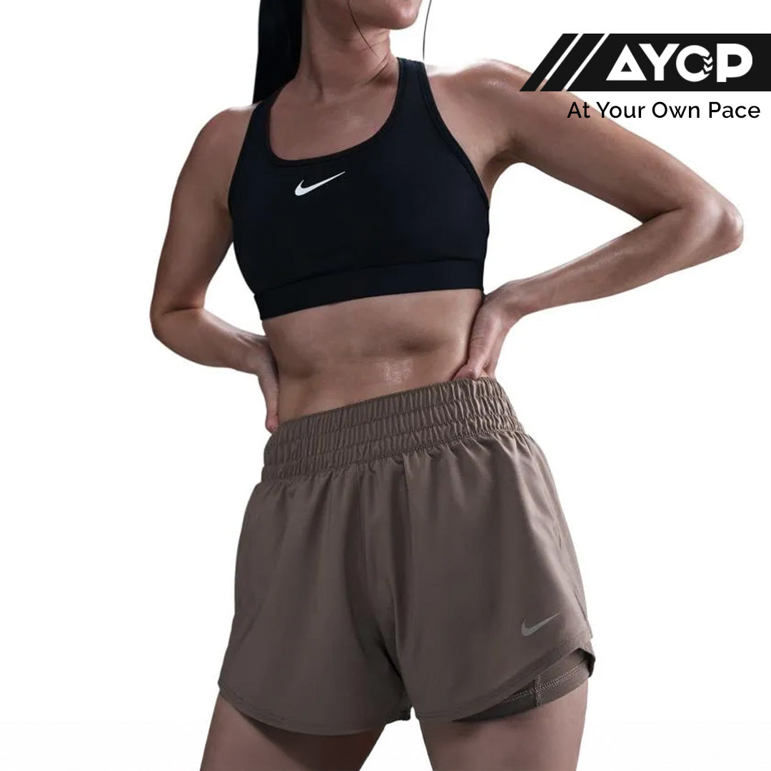 Nike Dri-FIT One Mid-Rise 3-inch 2-in-1 Women's Training Shorts - Mink Brown