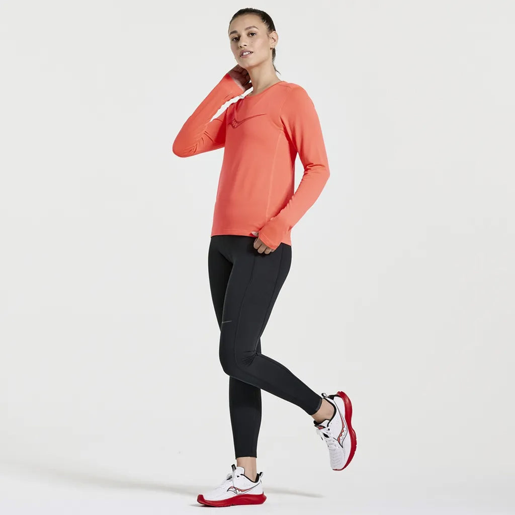 Saucony Stopwatch Graphic Long Sleeve Women's Running T-Shirt - Vizi Red