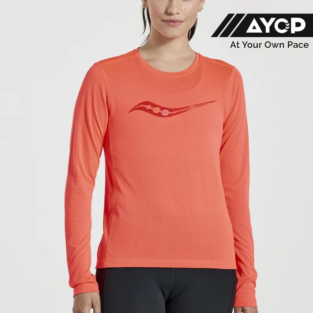 Saucony Stopwatch Graphic Long Sleeve Women's Running T-Shirt - Vizi Red