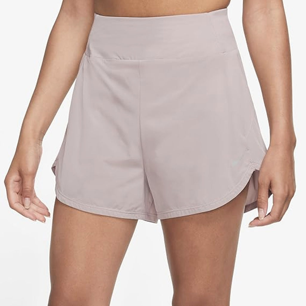 Nike Dri-FIT Bliss Solid Quick-Dry High-Waisted Women's Running Shorts - Grey Purple