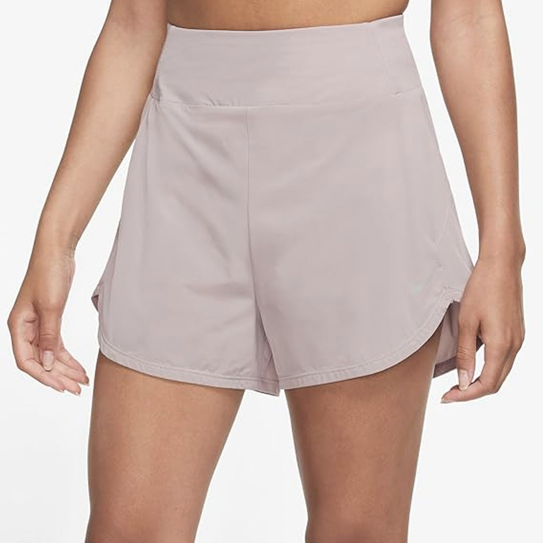 Nike Dri-FIT Bliss Solid Quick-Dry High-Waisted Women's Running Shorts - Grey Purple