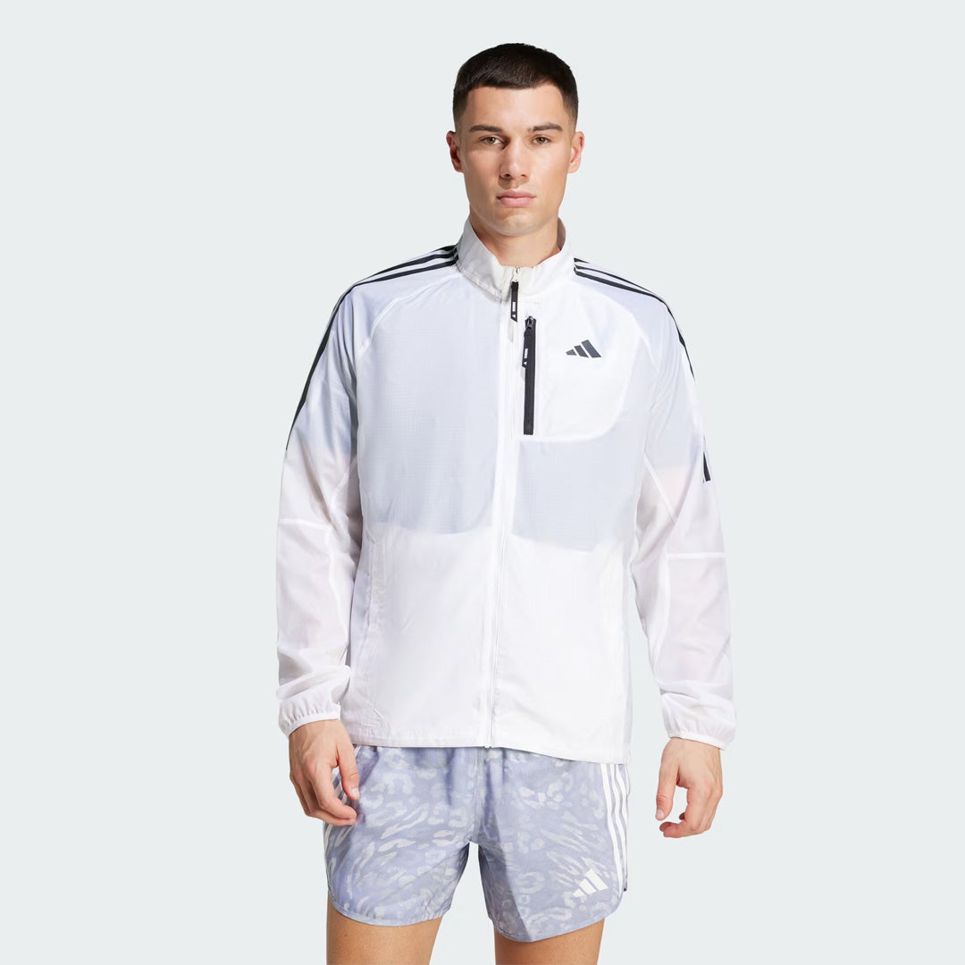 Adidas Own the Run 3-Stripes Packable Men's Running Jacket - White