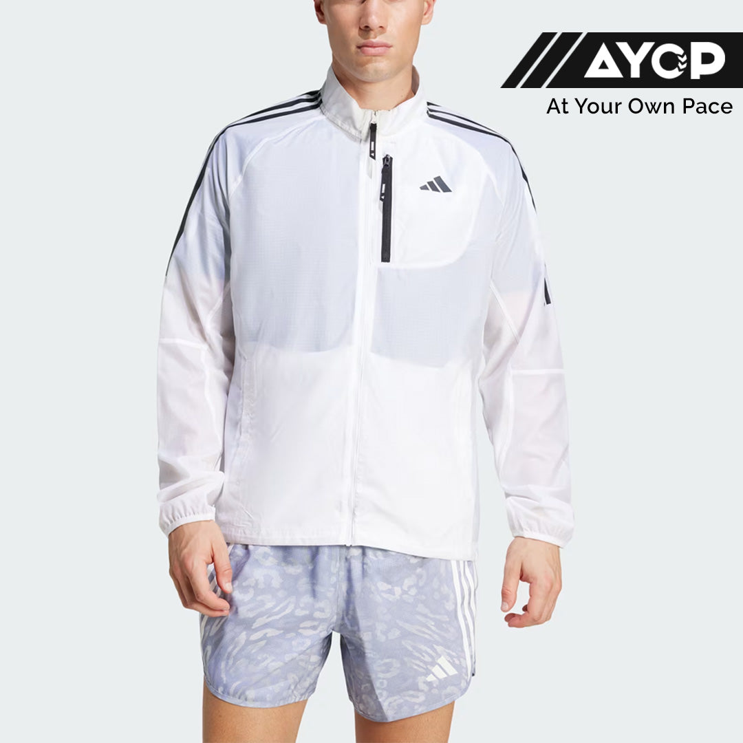 Adidas Own the Run 3-Stripes Packable Men's Running Jacket - White