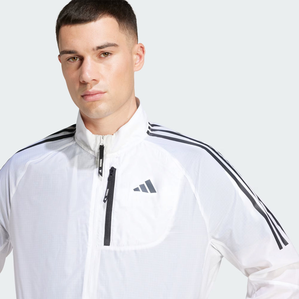 Adidas Own the Run 3-Stripes Packable Men's Running Jacket - White