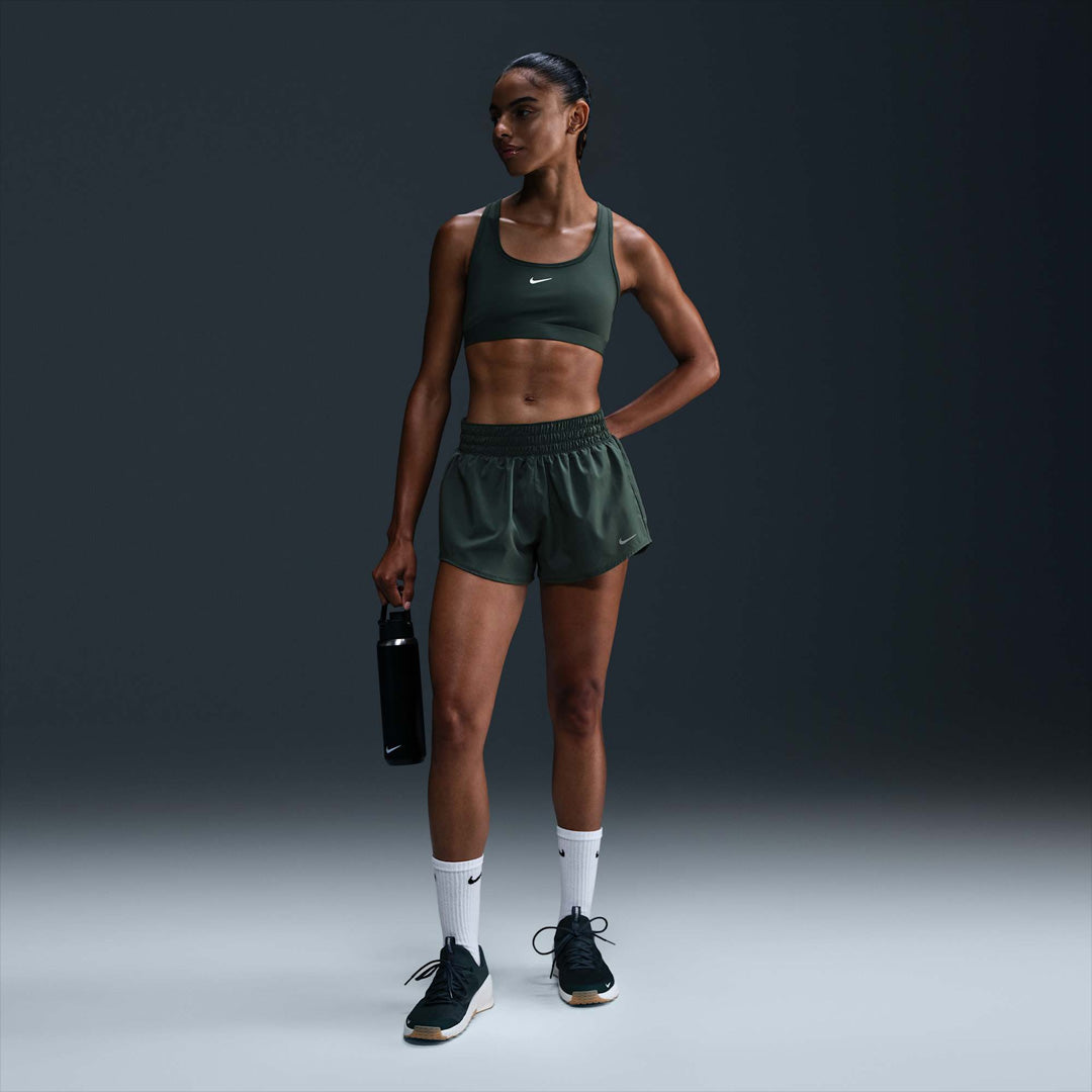 One Mid-Rise Brief-Lined 3-inch Women's Running Shorts - Vintage Green