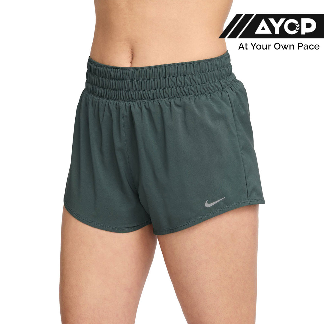One Mid-Rise Brief-Lined 3-inch Women's Running Shorts - Vintage Green