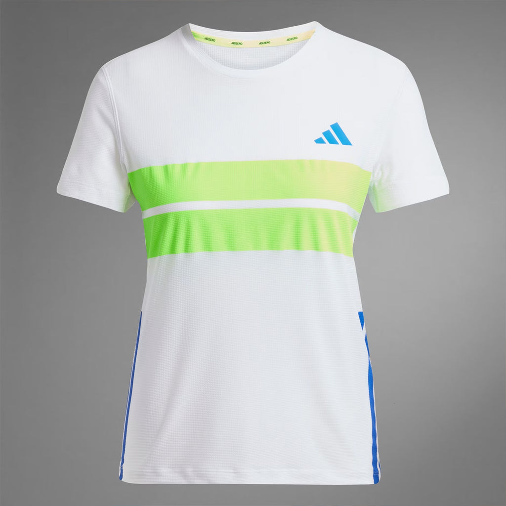 Adidas Adizero Retro Women's Running T-Shirt - White / Lucid Lemon