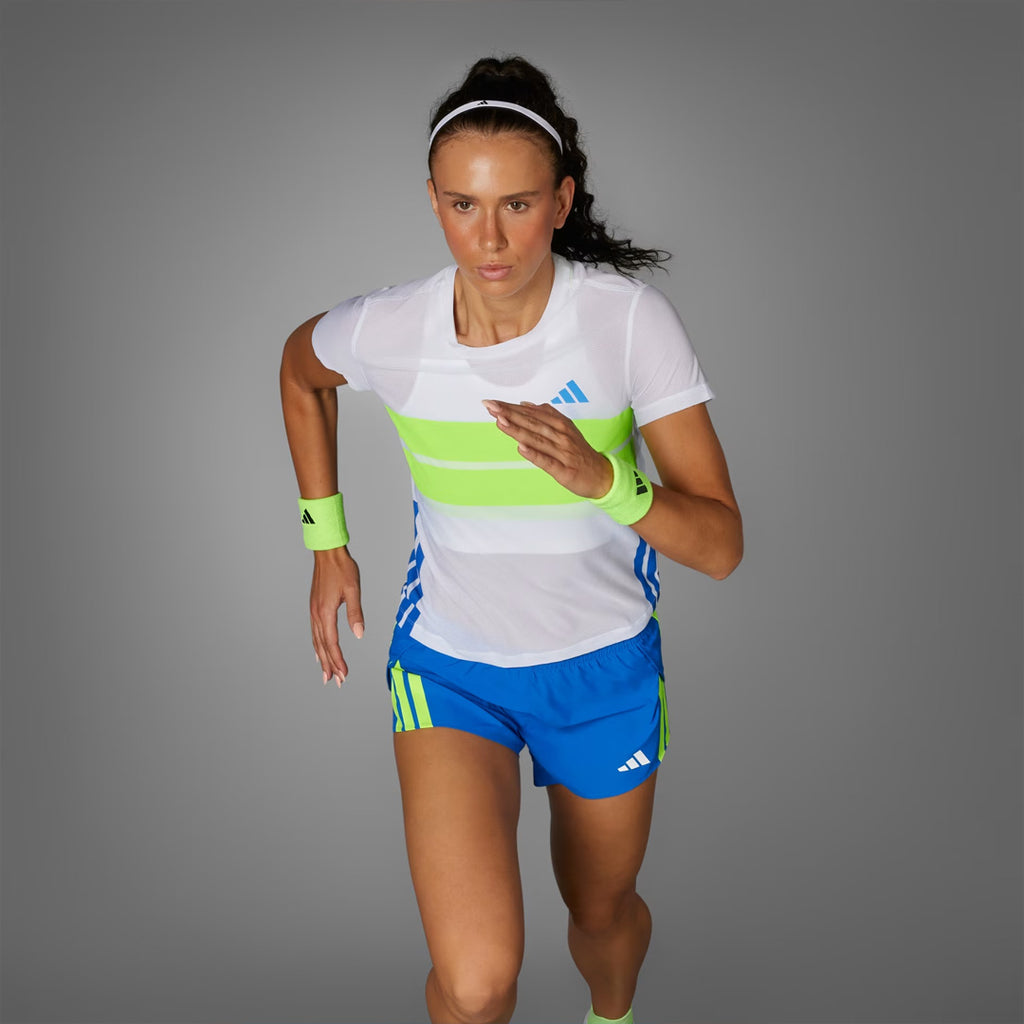 Adidas Adizero Retro Women's Running T-Shirt - White / Lucid Lemon